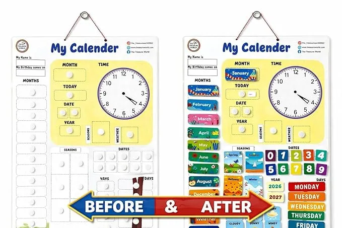 Kids Reusable Calendar and Clock - Image 3